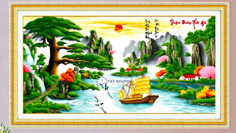 Tranh đá - Tranh Thêu chữ Thập - Nhận đóng khung